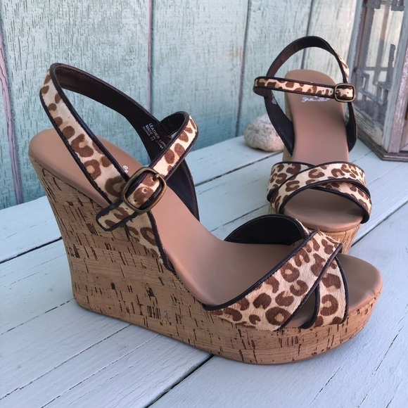 Chettah Print Summer Wedges Sandals - Picture 1 of 6